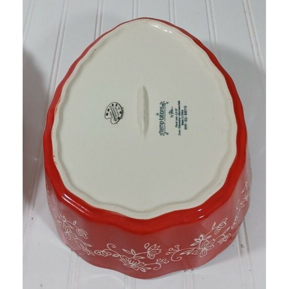 RARE Temptations Tara Bakeware Red Floral Lace 2Pc Pineapple Set Nest Bake Serve - Picture 9 of 11